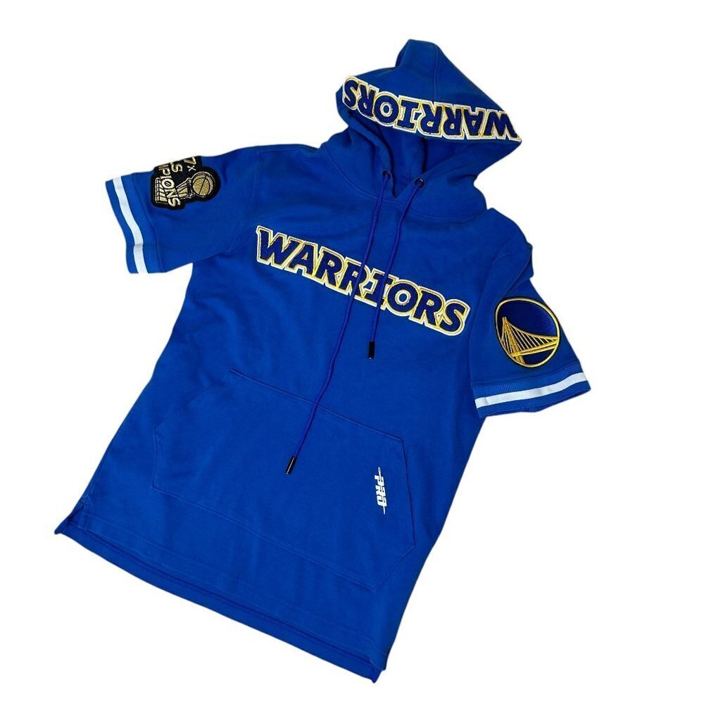Golden State Warriors NBA Short Sleeve Hoodie Top Shirt Size Small